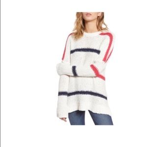 Cupcakes & Cashmere Madden Stripe Sweater  Blue White Pink  Size Large